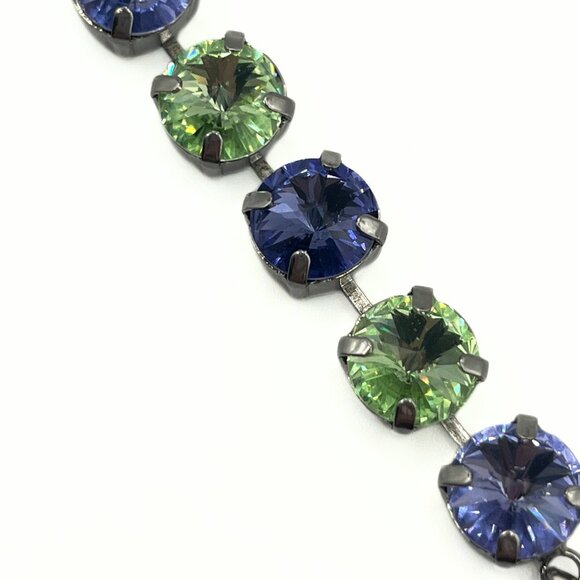 Handcrafted Swarovski Peridot, Lilac, & Blue Crystal Bracelet - Shiny Silver - Picture 3 of 12